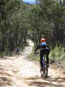 2 riders on the last long downhill